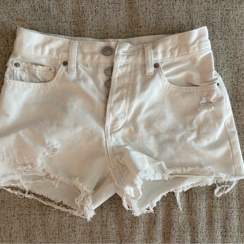 We The Free White Distressed Jean Shorts